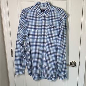 Vineyard Vines Harbor Shirt in blue gingham print size medium